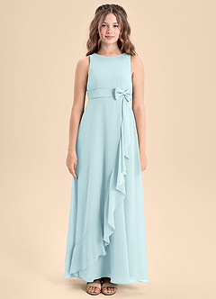 Azazie Lilenne Junior Sea Glass A-Line Bow Chiffon Dress image5