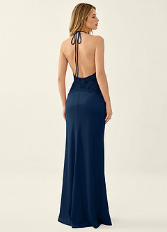 Prudentiana Marine Satin-Spitze Sommerkleid image3