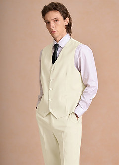 front James Ivory Structured Stretch Suit Vest