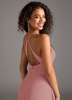 Azazie Davis Robes de demoiselle d'honneur Robe Trapèze en Crêpe Élastique Plissée Rose Poussiéreuse image8