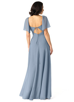 Azazie Chloe Brautjungfernkleider A-Linie Herzausschnitt Chiffon Kleid Staubblau image2