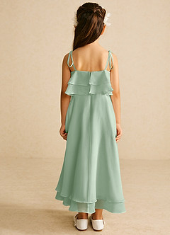 Azazie Temi Blumenmädchenkleider A-Linie Spaghetti Riemen Chiffon Kleid Agave image5