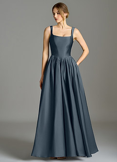 Azazie Verina Bridesmaid Dresses Twilight A-Line Pleated Stretch Satin Dress image1