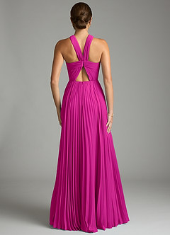 Azazie Afra Bridesmaid Dresses Fuchsia A-Line Pleated Chiffon Dress image2