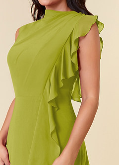 Azazie Narine 신부의 어머니 드레스 A라인 주름진 쉬폰 플로어 길이 드레스 image5