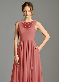 Azazie Wonderland Robes de demoiselle d'honneur Robe Trapèze en Mousseline de soie Plissée Antique Rose image7