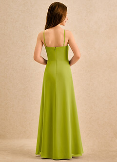 Azazie lolly Girls Formal Robe Demoiselle D'honneur Fillette Robe Trapèze en Mousseline de soie Plissée Citronnelle image2