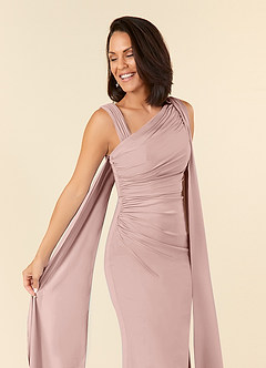 Azazie Franchesca Mother of the Bride Dresses Dusty Rose Mermaid Pleated Stretch Chiffon Dress image6