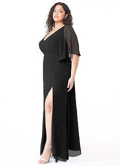 Azazie Cierra Vestidos de damas de honor Vestido de Negro de Gasa de Corte en A con Cuello en V image11