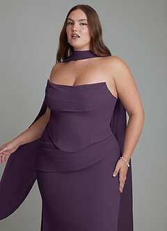 Azazie Sorrel Brautjungfernkleider Meerjungfrau-Linie Korsett Chiffon Kleid Pflaume image11