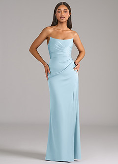 Azazie Marla Bridesmaid Dresses Sky Blue Sheath Strapless Stretch Satin Convertible Dress image1