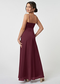 Azazie Sonya Junior Linia A Koronka Szyfon Długość podłogi Młodsza druhna Sukienka image4