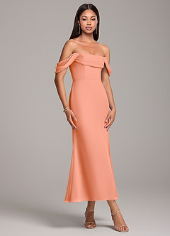 Azazie Saige Bridesmaid Dresses Sunset Sheath Off the Shoulder Chiffon Convertible Dress image4