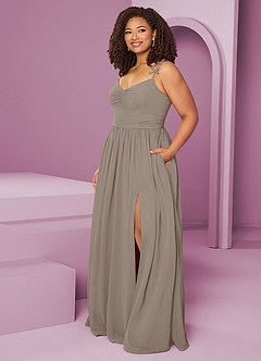 Barbie ♥ Azazie Brautjungfernkleider A-Linie Plissee Chiffon Kleid Taupe image10