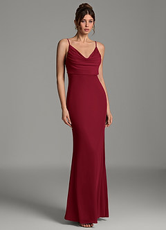 Azazie Zari Bridesmaid Dresses Burgundy Mermaid Pleated Mesh Dress image5