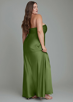 Azazie Saylor Vestidos de damas de honor Vestido Enebro de Satén Elástico de Corte Sirena con Palabra de honor image12