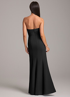 Azazie Yola Bridesmaid Dresses Black Sheath Pleated Chiffon Convertible Dress image6