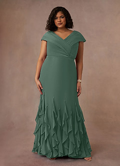 Azazie Bailora Mother of the Bride Dresses Sea Moss Mermaid Ruched Chiffon Dress image1