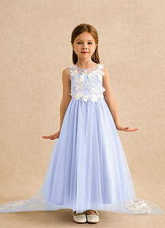 Azazie Mixie Flower Girl Dresses Lavender Ball-Gown Lace Dress image2