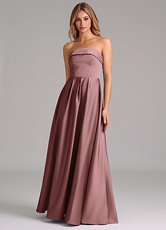 Azazie Lucienne Bridesmaid Dresses Vintage Mauve A-Line Strapless Stretch Satin Convertible Dress image1
