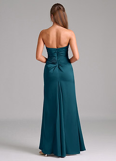 Azazie Lucille Brautjungfernkleider Wandelbar Meerjungfrau-Linie Schulterfrei Stretch-Satin Kleid Tintenblau image2