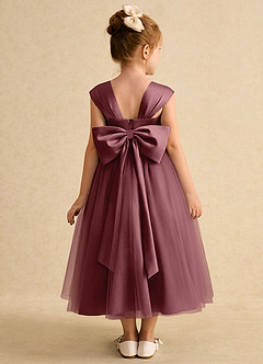 Azazie Chickadee Flower Girl Dresses Desert Rose Ball-Gown Sweetheart Neckline Matte Satin Dress image3