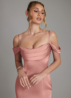 Azazie Nira Suknie dla druhen Syrena Gorset Satyna elastyczna Do ziemi Sukienka image3