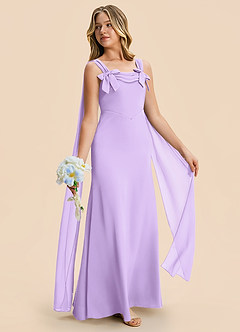 Azazie Chelsea Junior Lilac Sheath Pleated Stretch Satin Dress image5