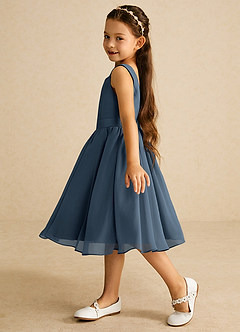 Azazie Ari Flower Girl Dresses Neptune A-Line Sleeveless Chiffon Dress image4