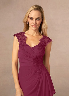 Azazie Gladys Abiti per la Madre della Sposa Abito A-Line in Chiffon in Pizzo con Scollo Queen Anne Gelso image5