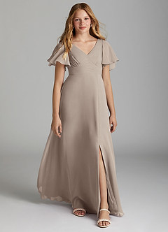 Azazie Kimber Junior Frost A-Line Pleated Chiffon Dress image1