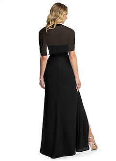 Azazie Zia Bridesmaid Dresses Black Sheath Side Slit Chiffon Convertible Dress image5