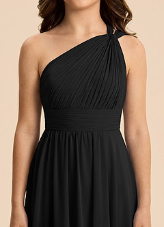 Azazie Skye Junior Black A-Line Pleated Chiffon Dress image5