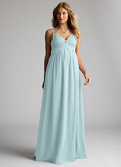 Azazie Emree Brautjungfernkleider für Schwangere A-Linie Chiffon Bodenlänge Kleid image1