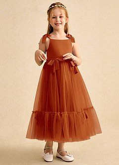 Azazie Jaci Sukienki dla dziewczynek sypiących kwiaty Linia A Pasek spaghetti Szyfon Długość kostki Sukienka image3