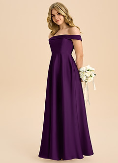 Azazie Sissy Junior Vestido de Uva de Satén Elástico de Corte en A con Vestidos sin tirantes image6