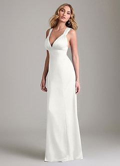 Azazie Cemion Suknie dla druhen Linia A Satyna elastyczna Do ziemi Sukienka image5