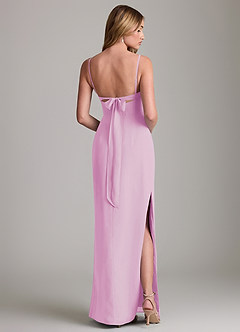 Azazie Mai Bridesmaid Dresses Candy Pink Sheath Pleated Chiffon Dress image2