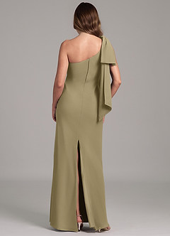 Azazie Capri Robes de demoiselle d'honneur Robe Trapèze en Mousseline de soie Une épaule Vert Mousse image2