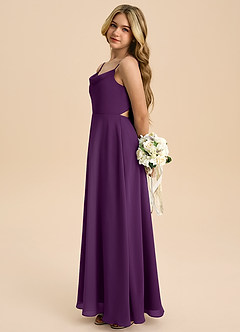 Azazie Shale Junior Robe Trapèze en Mousseline de soie Arc Grain De Raisin image2