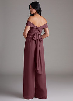 Azazie Lamara Brautjungfernkleider Wandelbar Schulterfrei Chiffon Overall/Jumpsuit Sangria image5