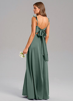 Azazie Everett Bridesmaid Dresses Sea Moss A-Line Stretch Satin Dress image6