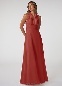 Azazie Fifi Bridesmaid Dresses Terracotta A-Line Strapless Chiffon Convertible Dress image6