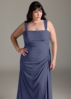 Azazie Jesaphine Bridesmaid Dresses Stormy Sheath Bow Chiffon Dress image13