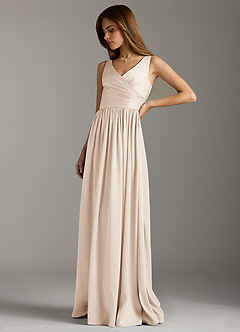 Azazie Keyla Bridesmaid Dresses White Alabaster A-Line Pleated Stretch Satin Dress image6