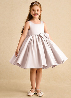 Azazie Jessie Blumenmädchenkleider A-Linie Schleifen Matte Satin Kleid Blassrosa image4