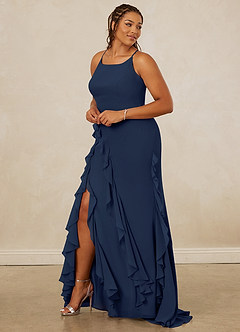Christian Siriano Bridal for Azazie 1006 Bridesmaid Dresses Dark Navy Mermaid Ruched Chiffon Dress image11