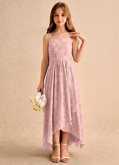 Azazie Twilight Girls Formal Robe Demoiselle D'honneur Fillette Robe Trapèze en Blumen-Burnout Plissé Rose Poudré image5