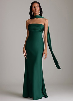 Azazie Saylor Brudtärnklänningar Klä av Sjöjungfru i Stretch Satin Axelbandslös Smaragdgrön image9