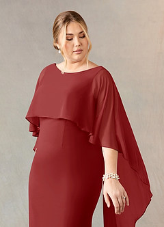 Azazie Dion Mother of the Bride Dresses Rust Sheath Scoop Stretch Crepe Dress image12